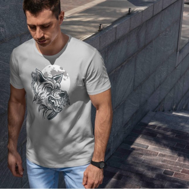 Camiseta Monocromático del lobo enojado (Subido por el creador)