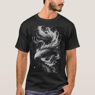 Camiseta Monocromático Karasu Black Koi Fish T-Shirt