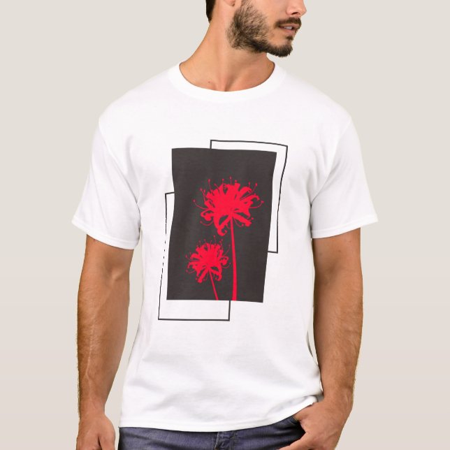 Camiseta Monocromo de diseño de flor de Lily Spider (Anverso)