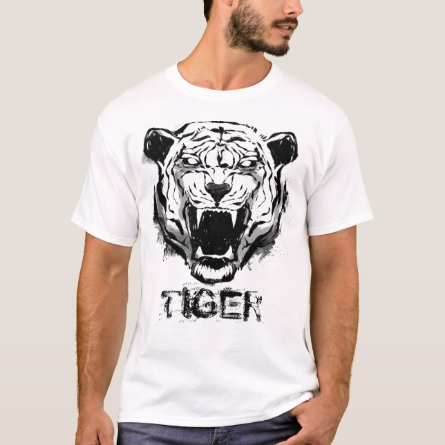 Camiseta Monocromo del tigre enojado (Anverso)