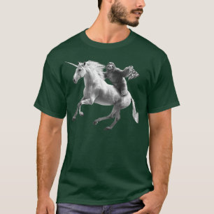Camiseta Monocromo monocromo de Pizza Sloth Riding Unicorn