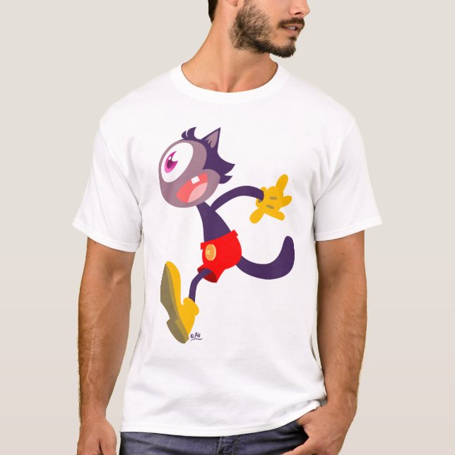Camiseta monocular del dibujo animado del gato (Anverso)