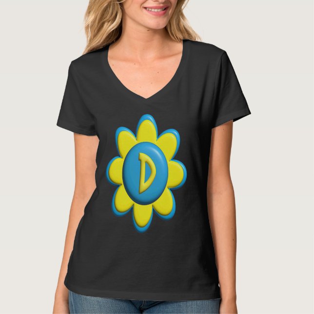 Camiseta Monogram D  Colorful Flower (Anverso)