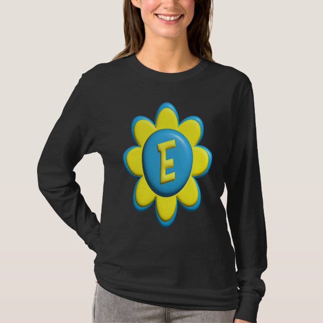 Camiseta Monogram E  Colorful Flower (Anverso)