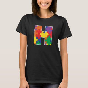 Camiseta Monogram H in Multi Color Puzzle Pieces