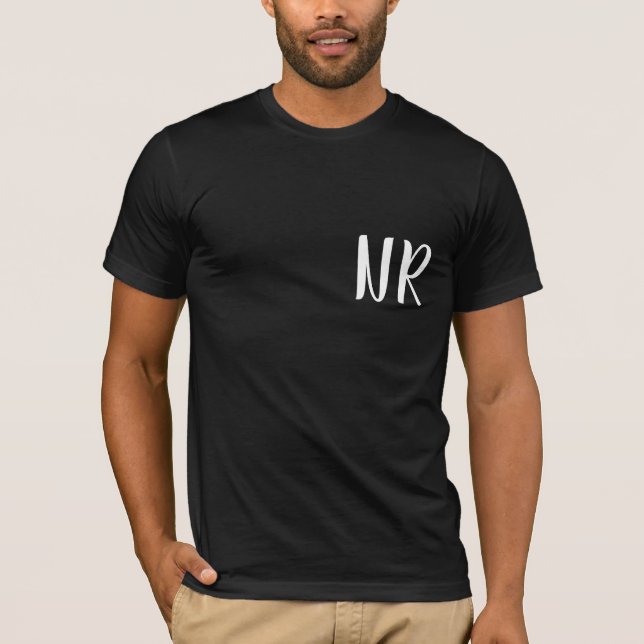 Camiseta Monogram Initials Modern Black Elegant Design (Anverso)