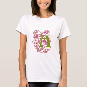 Camiseta Monograma A floral de Art Nouveau