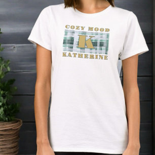 Camiseta Monograma ambiente acogedor verde plasto blanco do