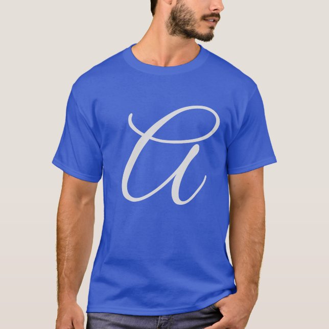 Camiseta Monograma Añadir su nombre azul inicial (Anverso)