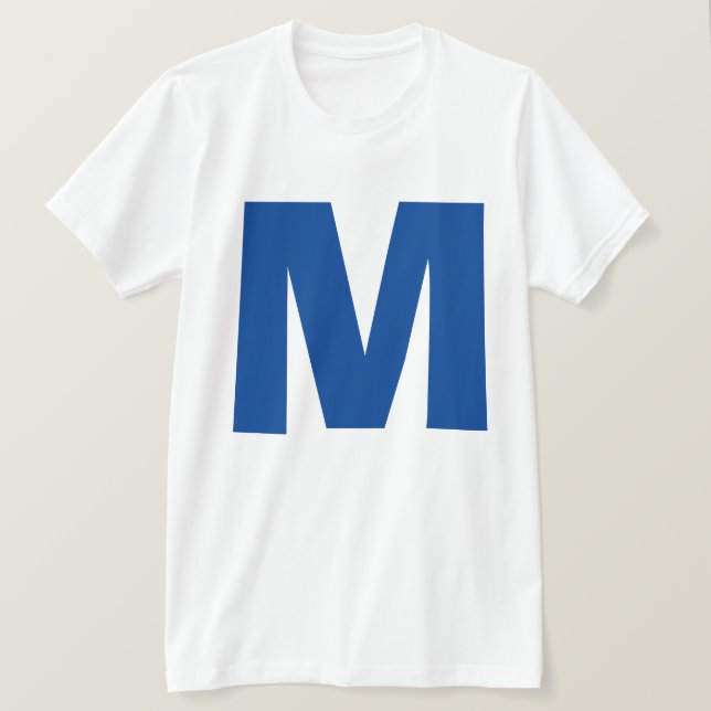 Camiseta Monograma azul Nombre propio Sustitución inicial T (Anverso del diseño)