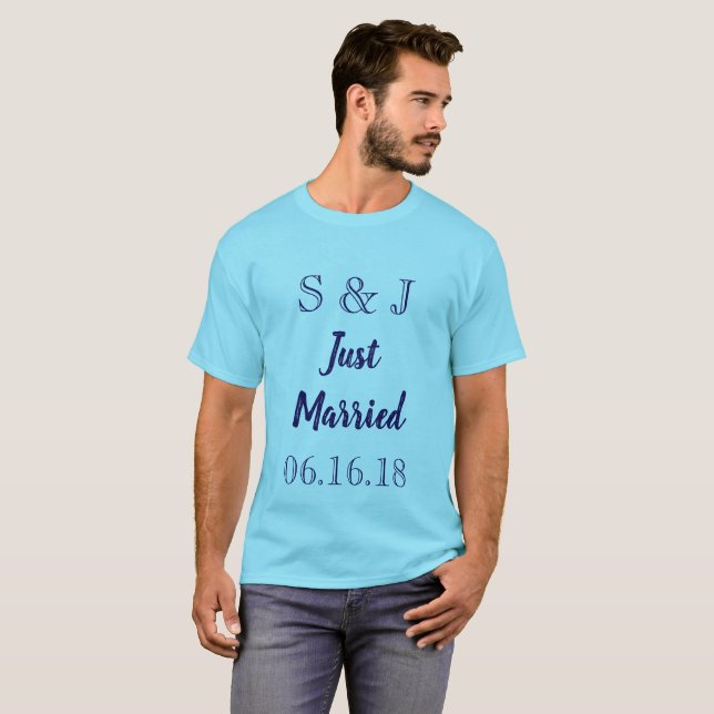 Camiseta Monograma azul recién casado (Anverso completo)