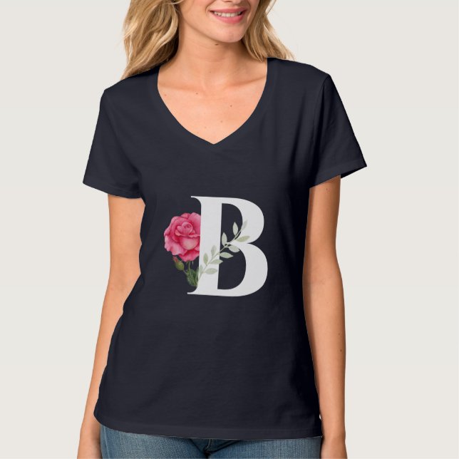 Camiseta Monograma B en rosa rosa blanco y salir (Anverso)