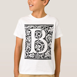 Camiseta Monograma B inicial. Patrón floral de nombre perso