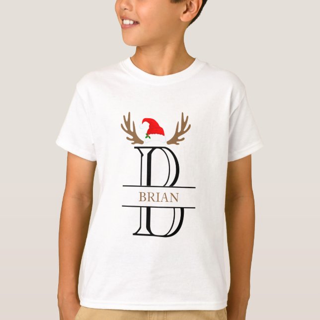 Camiseta Monograma B Nombre de navidad Navidades divertidos (Anverso)