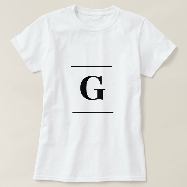 Camiseta Monograma blanco simple y minimalista (Diseño del anverso)