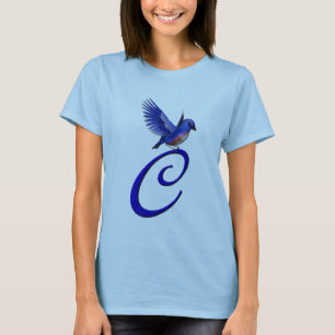 Camiseta Monograma Bluebird C Inicial Elegante