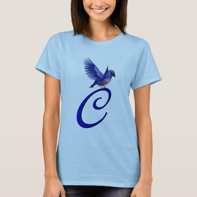 Camiseta Monograma Bluebird C Inicial Elegante (Anverso)