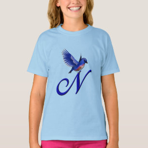 Camiseta Monograma Bluebird Inicial N Elegante