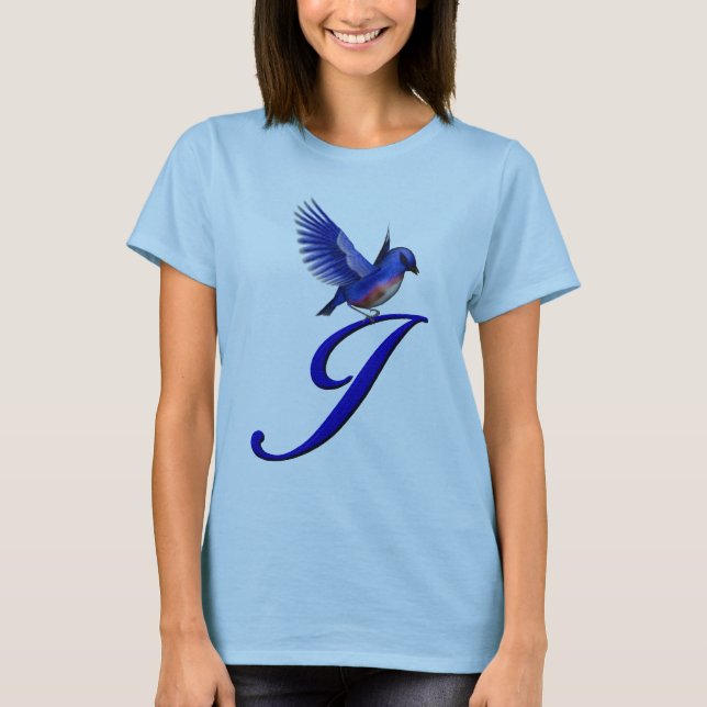 Camiseta Monograma Bluebird J Inicial Elegante (Anverso)