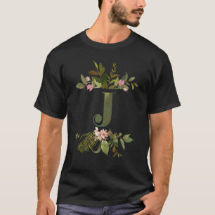 Camiseta Monograma Botánico Floral De Bonito J Inicial Para