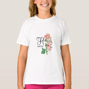 Camiseta Monograma Botánico Personalizado Vintage Floral