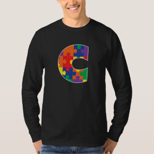 Camiseta Monograma C en piezas de rompecabezas multicolor