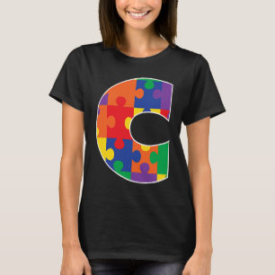Camiseta Monograma C en piezas de rompecabezas multicolor
