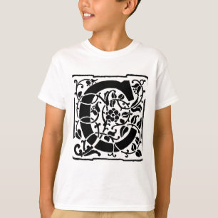 Camiseta Monograma C inicial. Nombre floral Patrón personal
