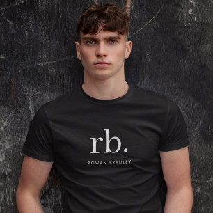Camiseta Monograma Clásico Elegante Mínimo Negro