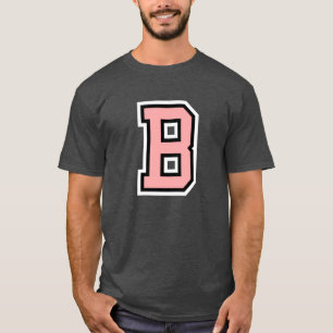 Camiseta Monograma Colegio Blanco Negro Rosa B Inicial