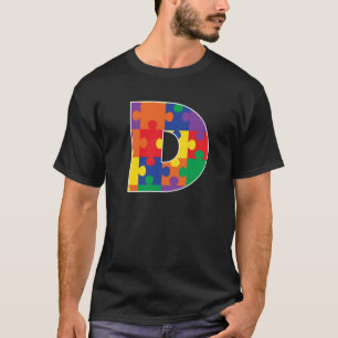 Camiseta Monograma D en piezas de rompecabezas multicolor