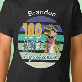 Camiseta Monograma de 100 días de estudiante de dinosaurio 