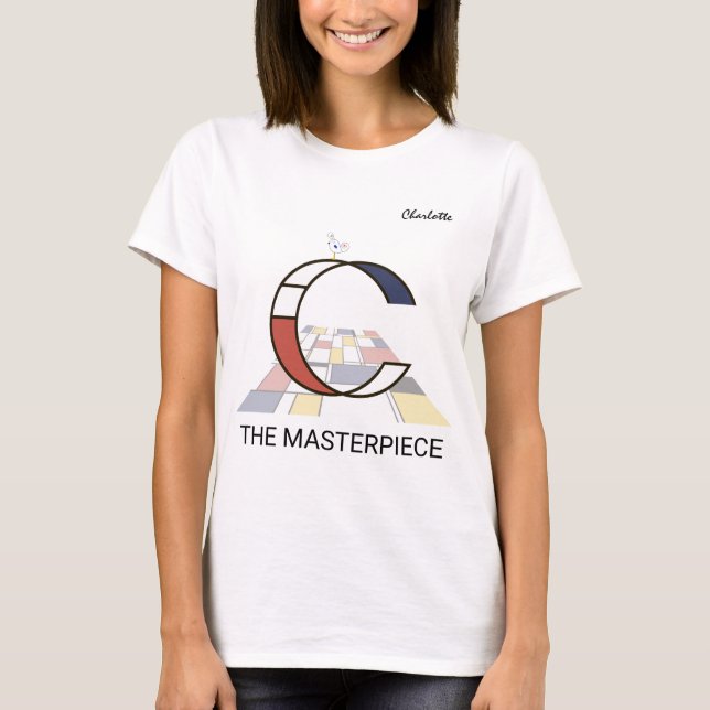 Camiseta Monograma De Arte Moderno Y Ave Cuta - Letra "C" (Anverso)