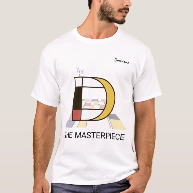 Camiseta Monograma De Arte Moderno Y Ave Cuta - Letra "D" (Anverso)
