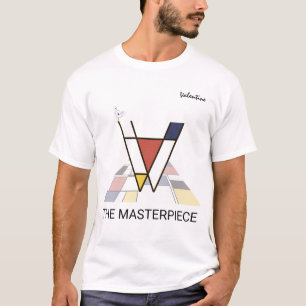 Camiseta Monograma De Arte Moderno Y Ave Cuta - Letra "V"
