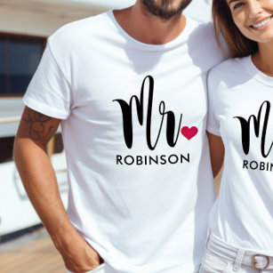 Camiseta Monograma de boda personalizada con escritura mode