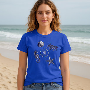 Camiseta Monograma de cangrejo estrafalario de playa coster