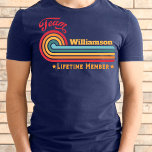 Camiseta Monograma de coincidencia de cosecha de personaliz<br><div class="desc">Haga especial su reunión familiar con el Monograma T-Shirt de Personalizado Reunión de la familia Vintage. Nuestras camisetas presentan un divertido diseño retro al atardecer personalizado con su nombre familiar. Ya sea que esté planeando un picnic, un viaje por carretera o un crucero, estos camisetas exclusivos y de moda reunirán...</div>