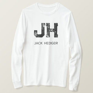 CAMISETA MONOGRAMA DE DOS LETRAS NEGRO MINIMALISTA NOMBRE B