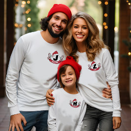 Camiseta Monograma de familia de pancartas de navidades San