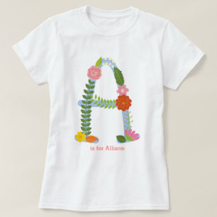 Camiseta Monograma de flor caprichosa personalizado (A)