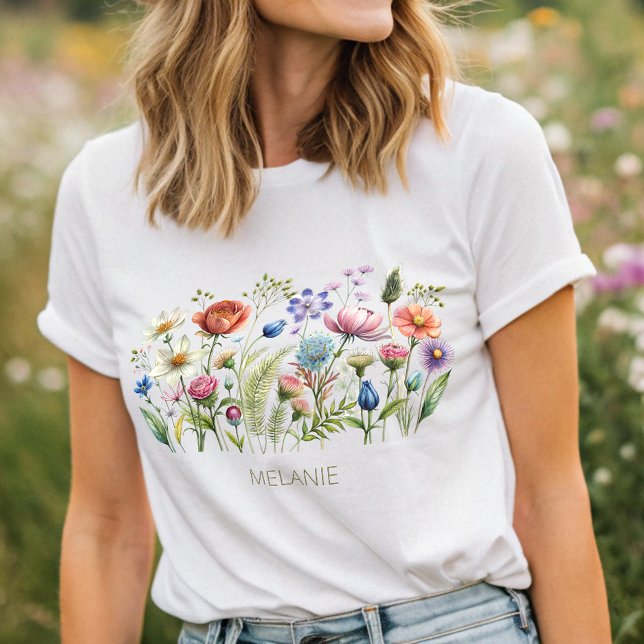 Camiseta Monograma de flores silvestres coloridas (Subido por el creador)