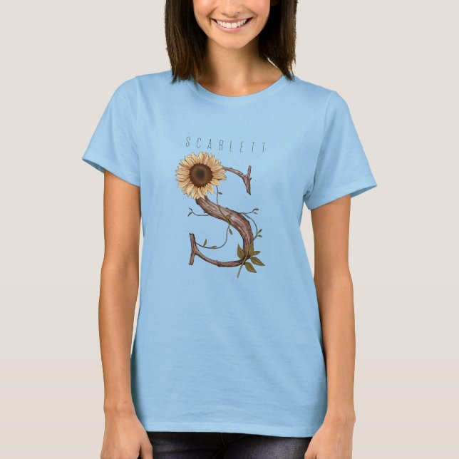 Camiseta Monograma De Girasol Elegante (Anverso)
