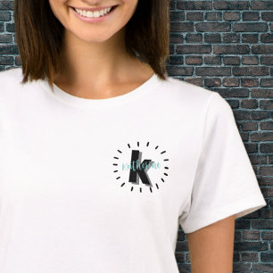 Camiseta Monograma de Inicial de Nombre Moderno Simple