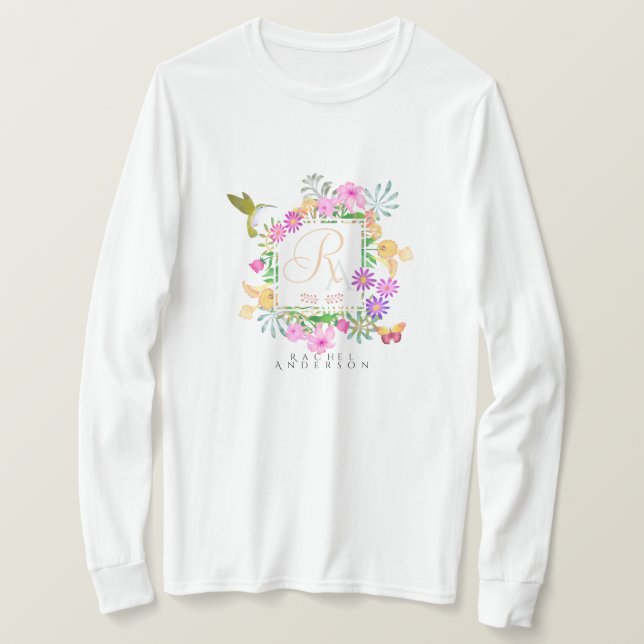 Camiseta Monograma de jardín floral (Anverso del diseño)