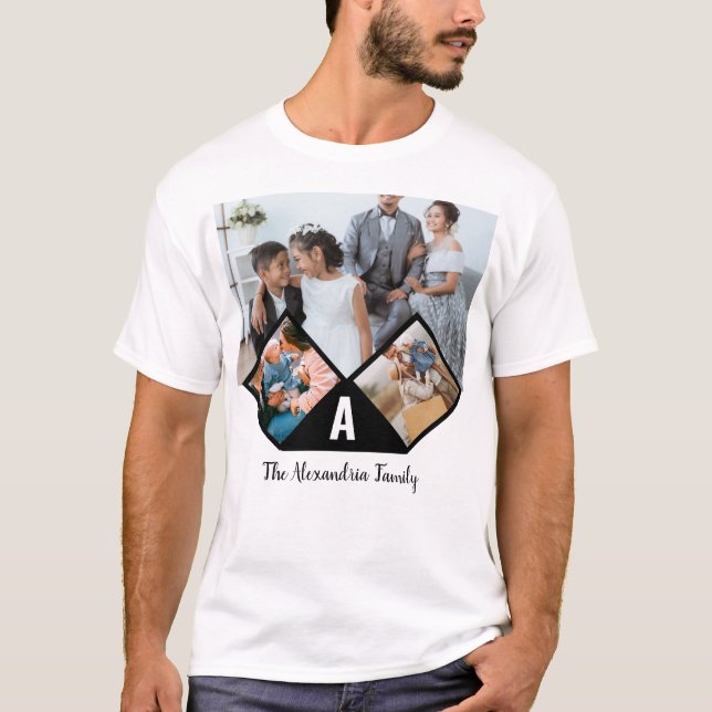 Camiseta Monograma de la familia personalizada de 3 collage (Anverso)