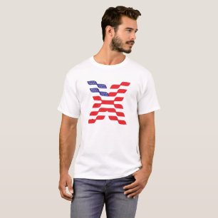Camiseta Monograma de la letra X bandera de EE. UU.
