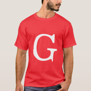 Camiseta Monograma de letra inicial rojo blanco simple