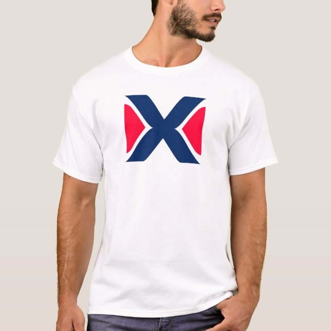 Camiseta Monograma de letra X roja y azul (Anverso)