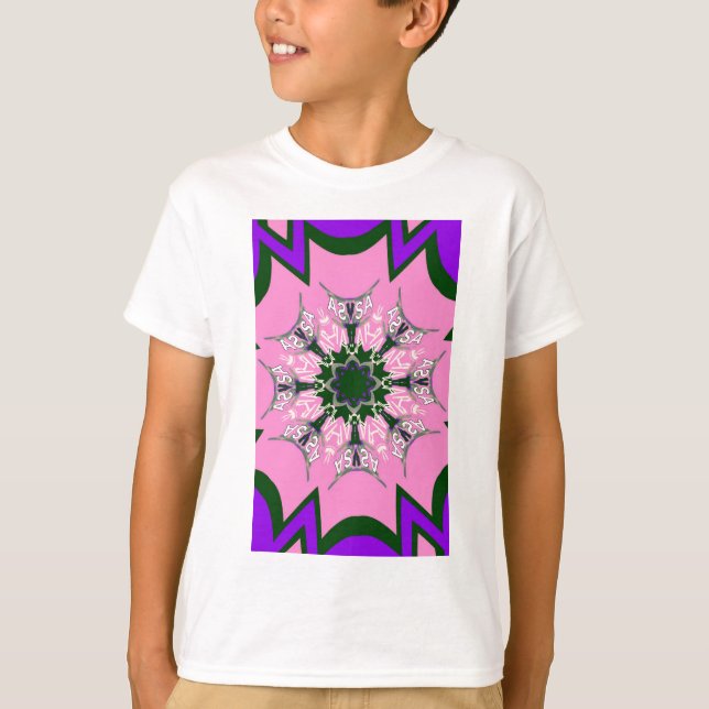 Camiseta Monograma de Moda Floral Cuta Negra y Rosa (Anverso)